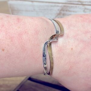 Lori euc southwestern Elegant Gold brass Silver Twist adjustable metal Bracelet